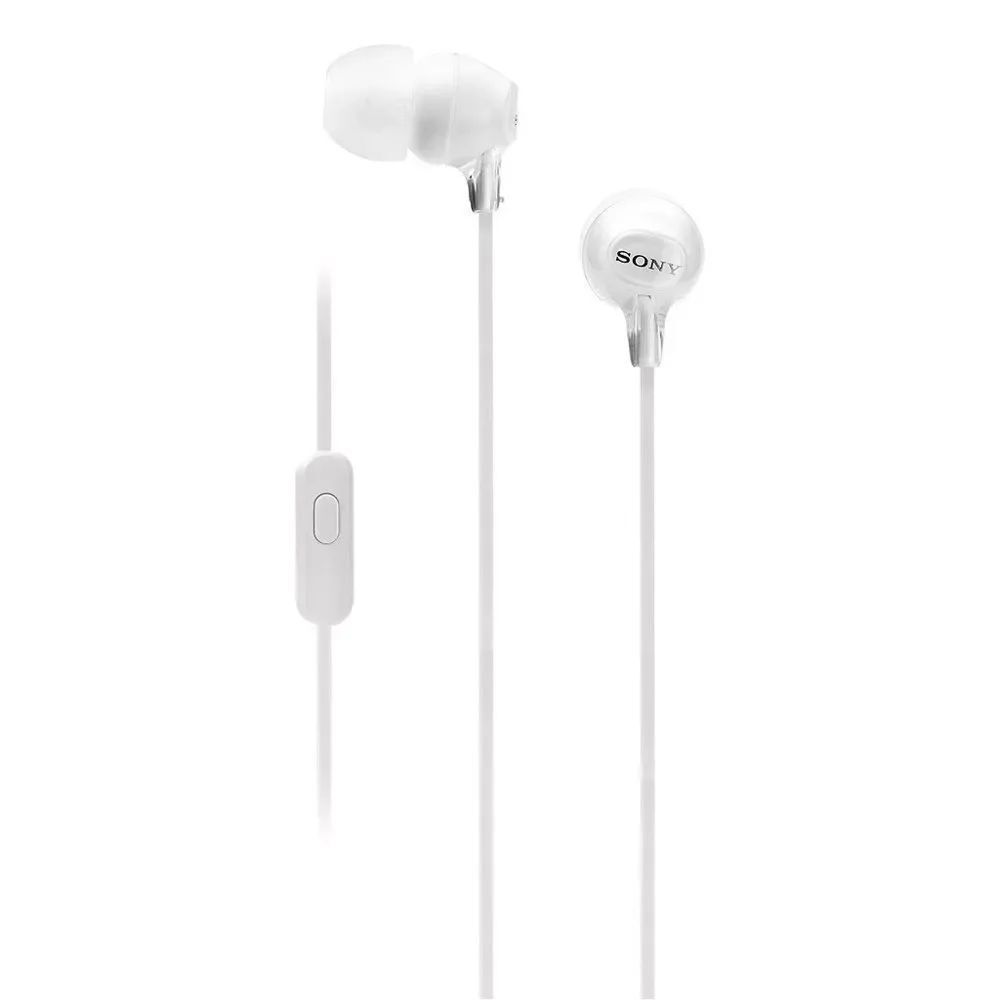 Sony MDR-EX15AP Stereo Headphones Earbuds White Noise Isolation & Microphone New